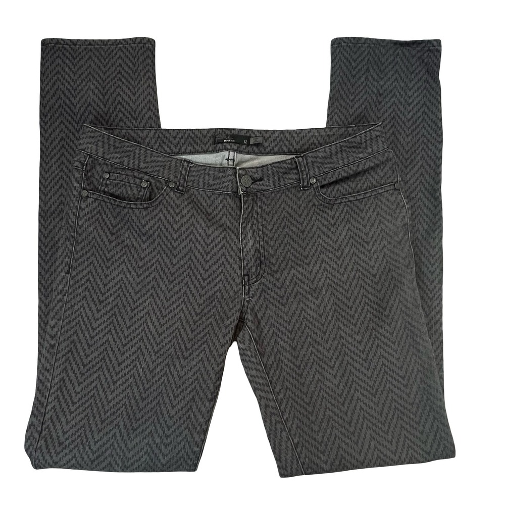 Prana Womens Gray Chevron Pattern Stretch Outdoor and Straight Leg Pants Size 12